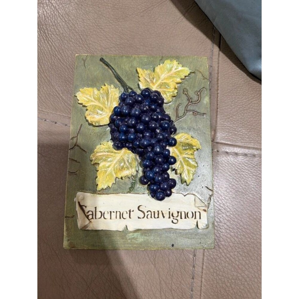 "Cabernet Sauvignon" grape-themed kitchen wall plaque